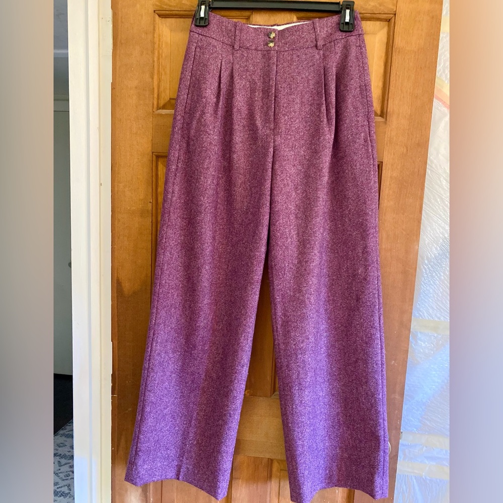 J.Crew Collection - Wool Wide Leg Trousers in Plum - US Size 6
